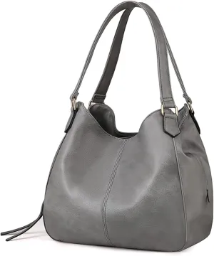 DOURR Women's Multi-pocket Shoulder Bag Fashion Vegan Leather Handbag Tote Purse