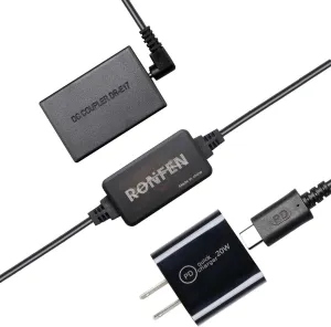 DR-E17 DC Coupler Dummy Battery USB-C Cable PD Adapter Kit ACK-E17 AC Power Adapter Kit Compatible with Canon EOS M6 Mark II, M6, M5, M3 Mirrorless Digital Cameras.