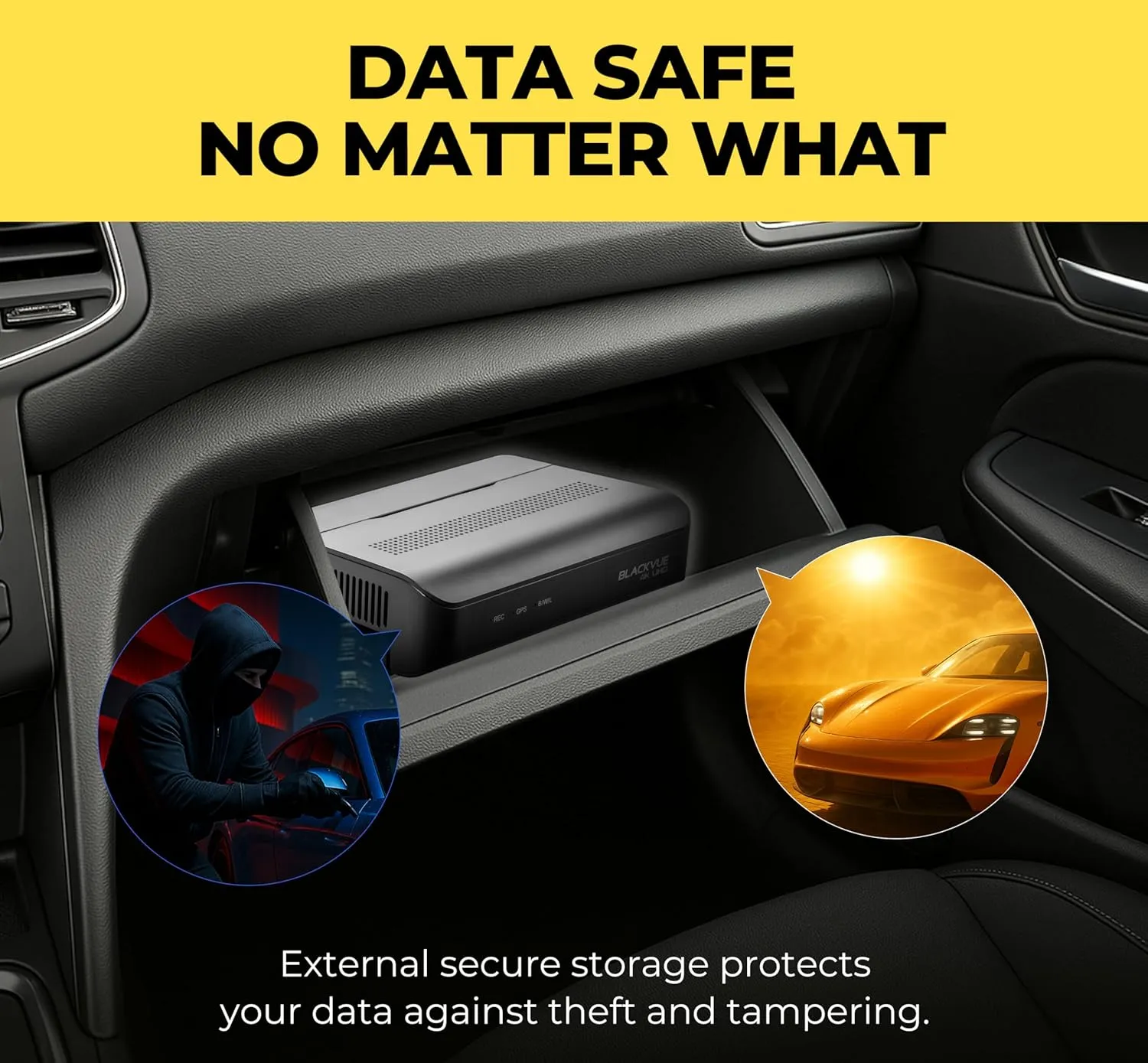 DR970X Box-2CH IR Plus Dash Cam 64GB | Secure Box Unit   2 Small Cameras (4K Full HD), Ultrawide Interior Infrared Cam, STARVIS 2 Sensor, Parking Mode, 512GB max, Wi-Fi, GPS, Cloud