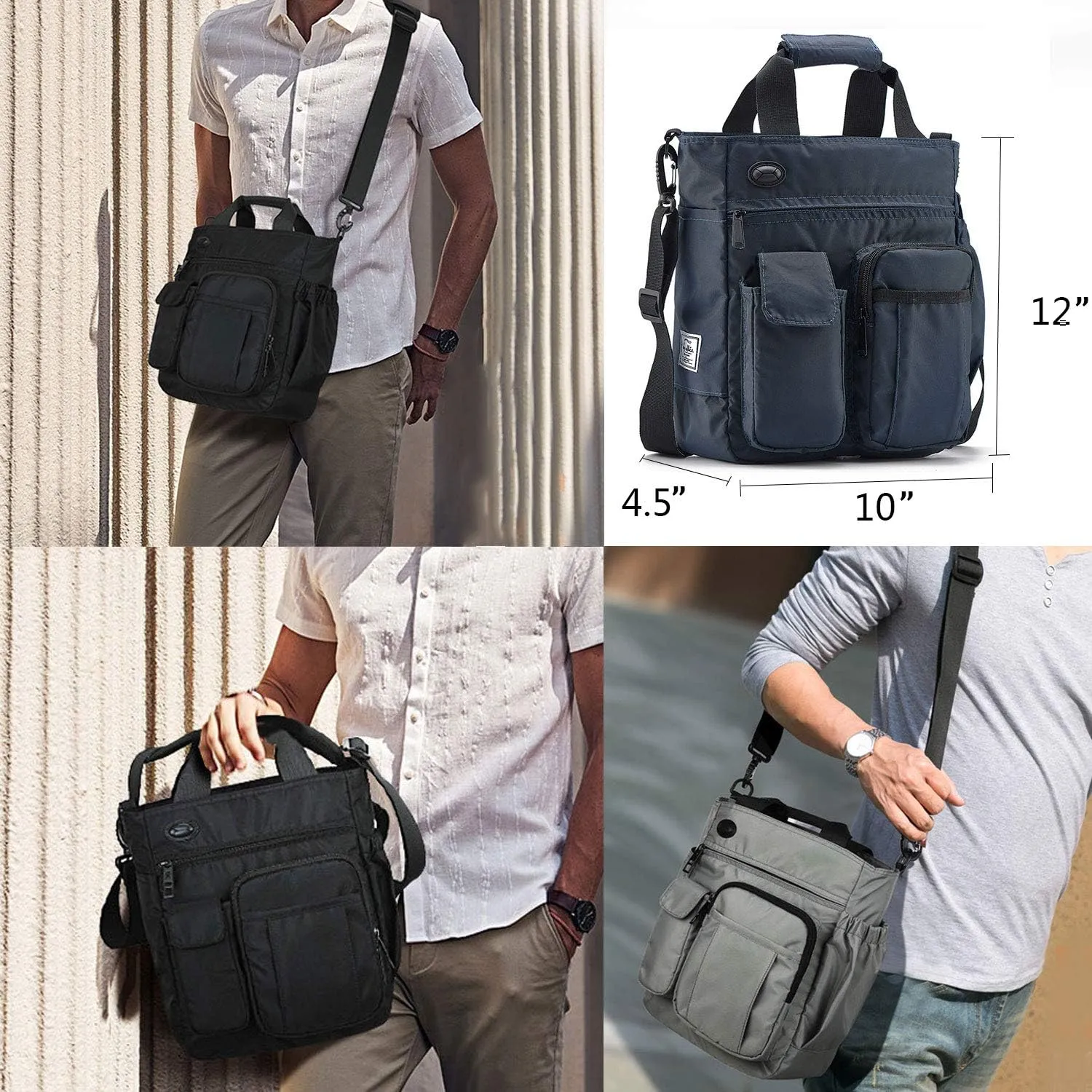 d'yallee Crossbody Messenger Bag Men Waterproof Shoulder Business Work Bag Nylon