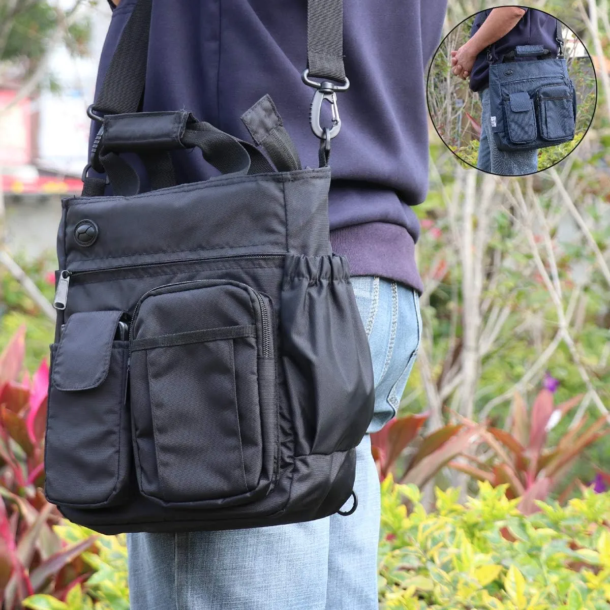 d'yallee Crossbody Messenger Bag Men Waterproof Shoulder Business Work Bag Nylon