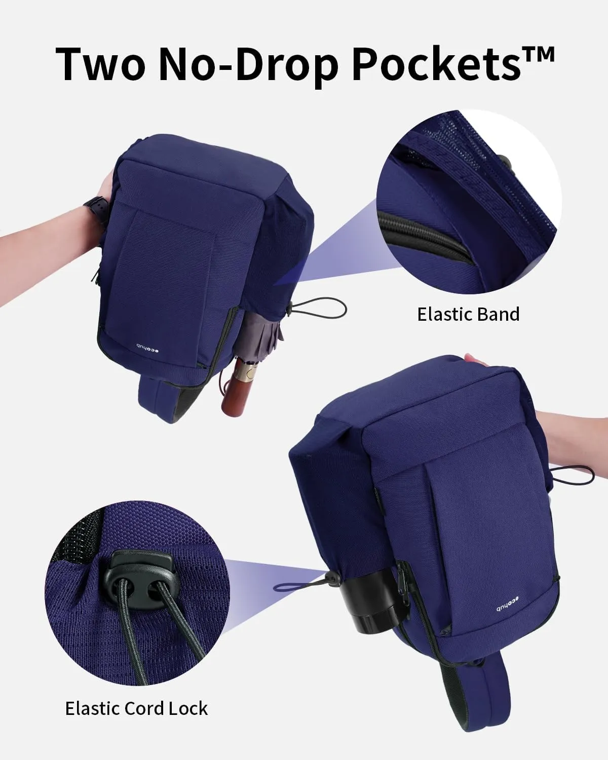 ECOHUB Crossbody Bags for Women Men, Anti-Theft RFID Blocking Sling Backpack with Sturdy SBS Zippers Water Resistant Chest Shoulder Bag Daypack with 9 Pockets Casual Walk Outdoor, Blue