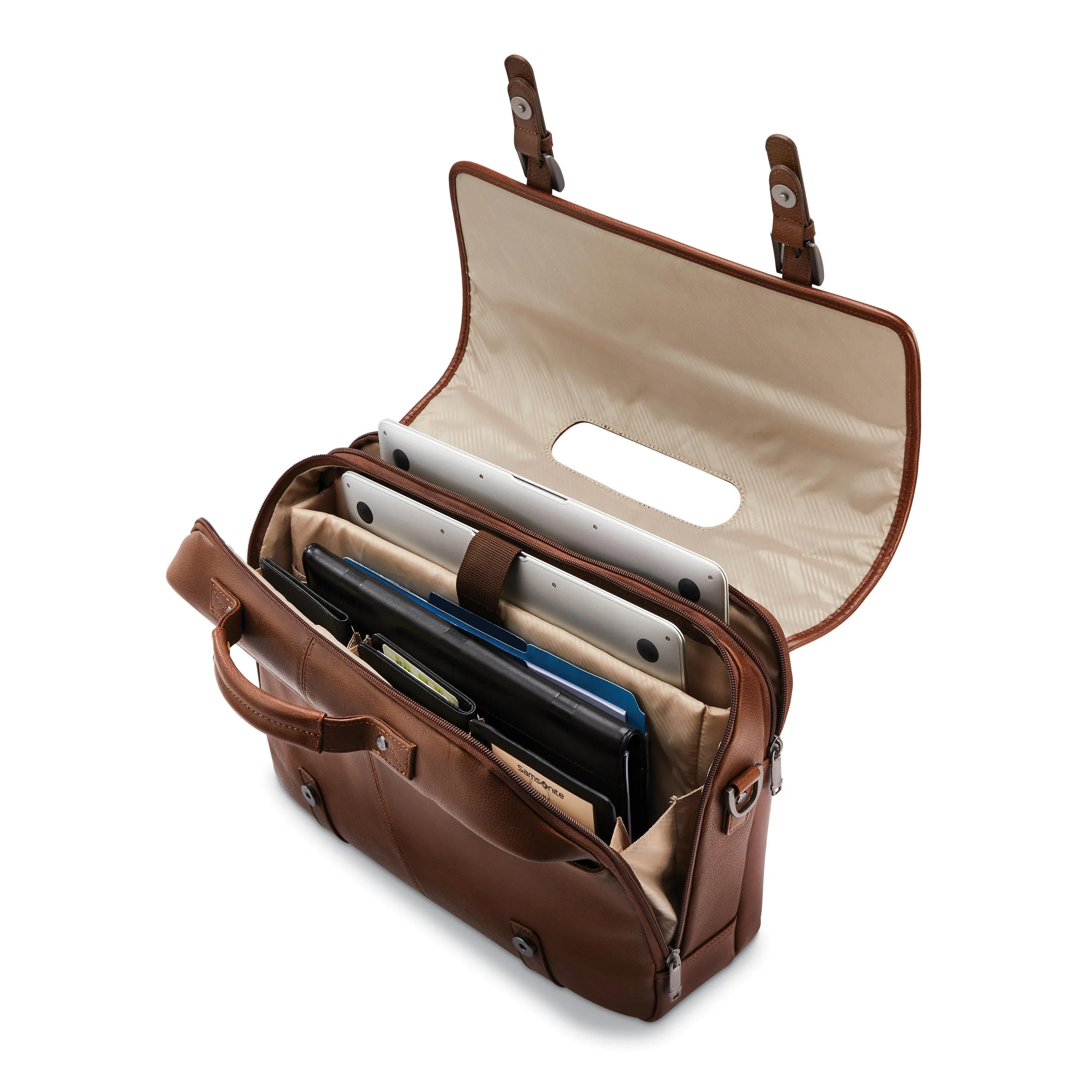 Economical Leather Flapover Priority access Samsonite Classic