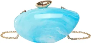 Egg Shape Acrylic Clutch Purse Marble Acrylic Bag Shiny Evening Bag Cute Wedding Party Shoulder Crossbody Chain Bags