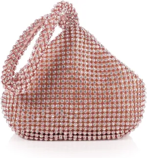 ele ELEOPTION Women Rose Gold Clutch Rhinestone Purse Bling Evening Bag Triangle Women's Wedding Purse for Party Cocktail for 6.0 inch Phones