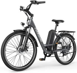 Electric Bike for Adults, 1000W Peak Ebike, 21.7MPH 50Miles City Cruiser Ebikes, 26" Step Thru Electric Bicycle with 48V Removable Battery, Adjustable Stem, Rear Rack, Front Suspension,7 Speed