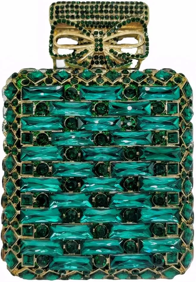 Elegant Perfume Bottle Shape Evening Bag for Women Sparkly Rhinestones Bride Wedding Purse