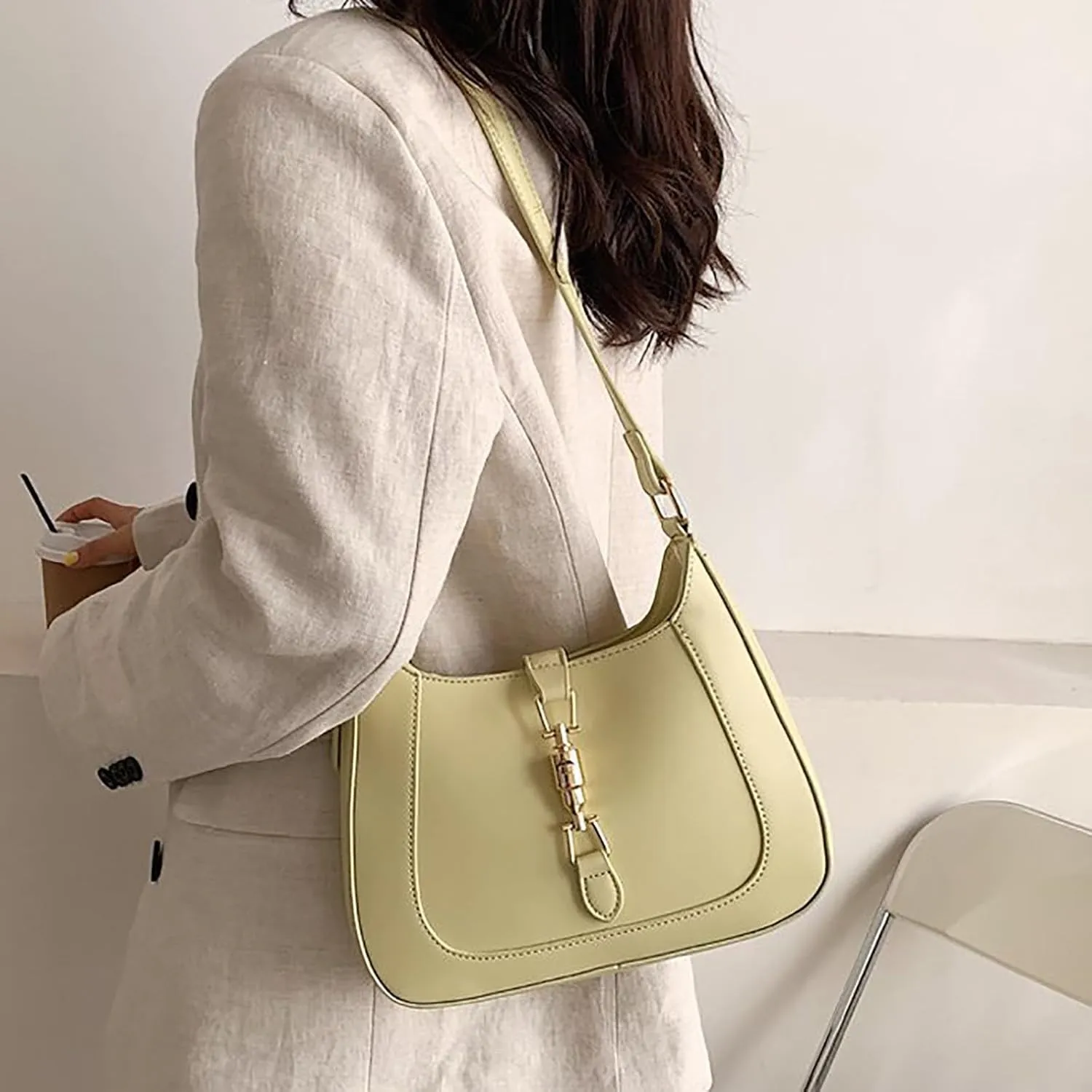 Elegant Tote Handbag for Women - Ladies Purse Satchel Shoulder Bag - Underarm Leather Dumplings Bag