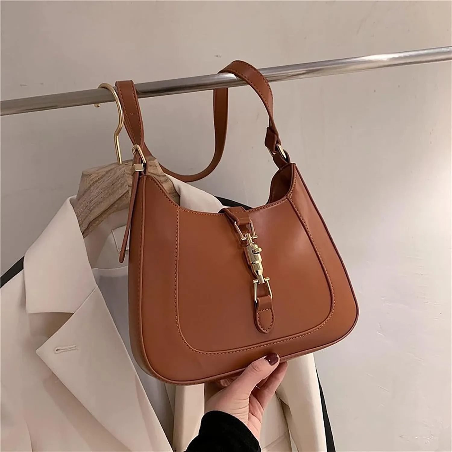 Elegant Tote Handbag for Women - Ladies Purse Satchel Shoulder Bag - Underarm Leather Dumplings Bag