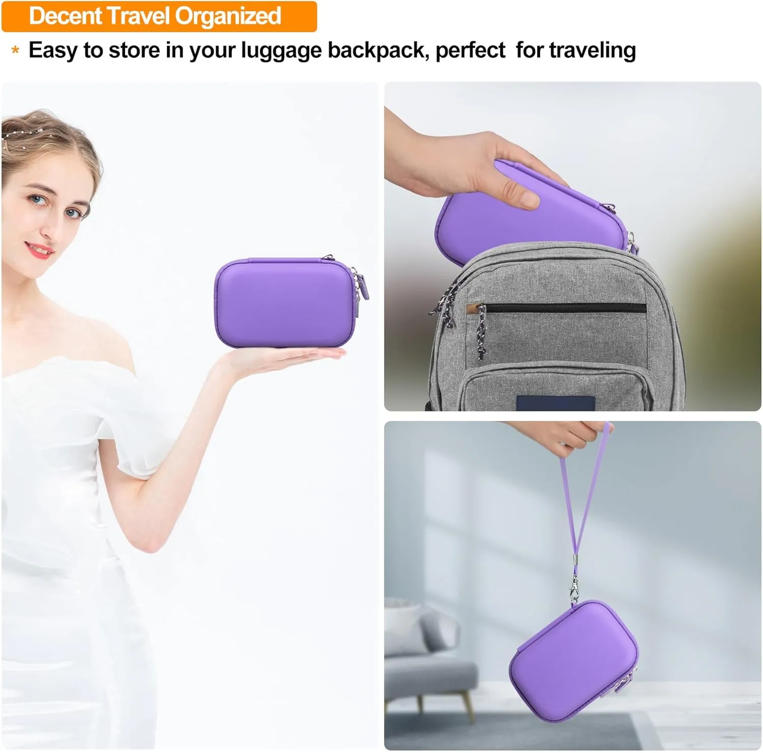 Elonbo Digital Camera Carrying Case for CAMKORY/for toberto/for AiTechny/for VAHOIALD/for IWEUKJLO FHD 1080P Camera, Boys Girls Kids Compact Small Camera Travel Storage Cover Protective Bag,Purple