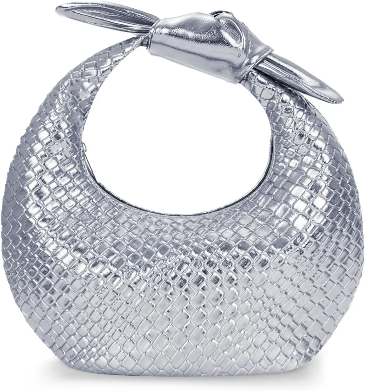 Emprier Dumpling Evening Bag for Women,Woven Clutch Purse,Soft Vegan Leather Knotted Handbag, for Formal Party Wedding