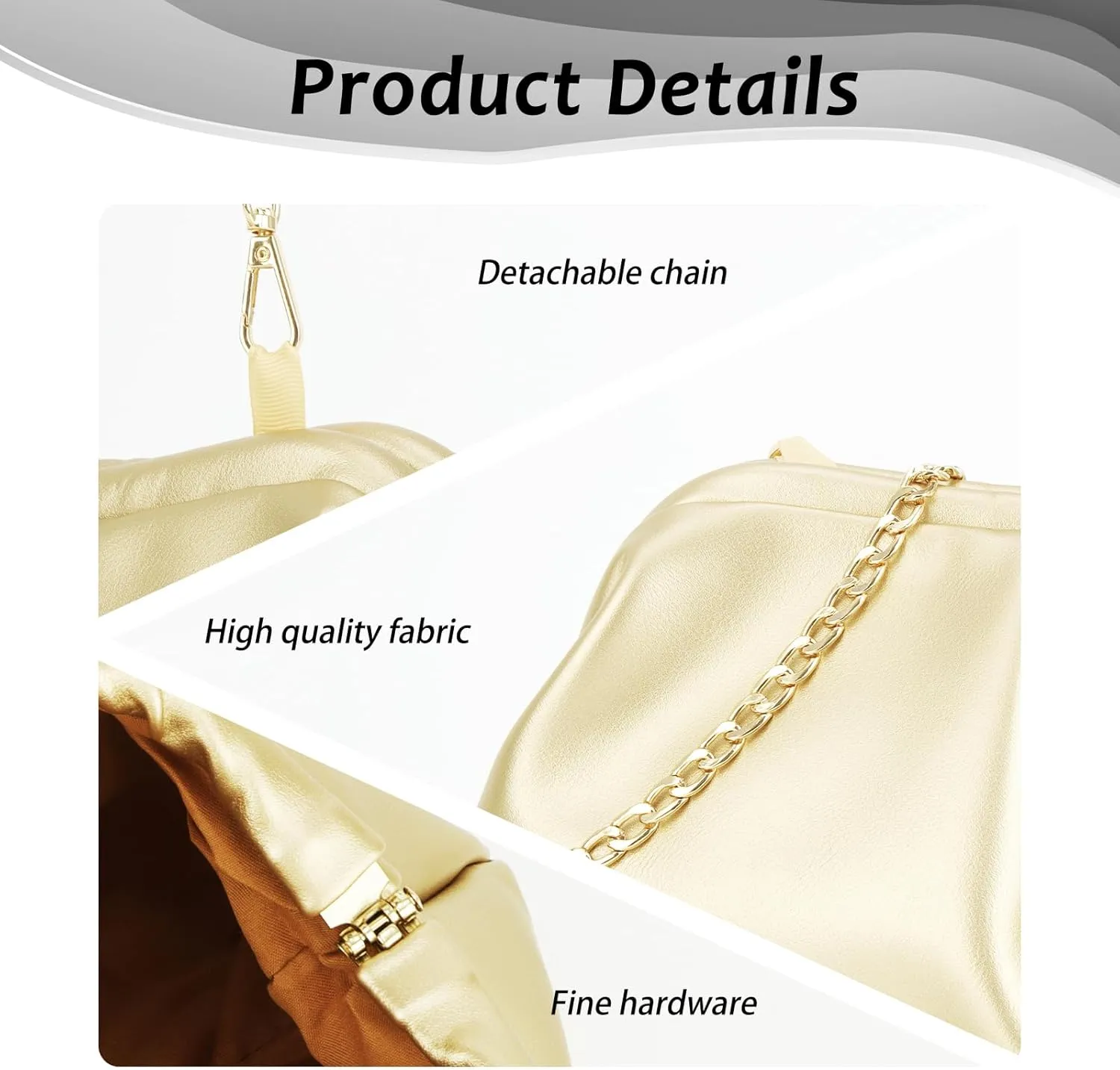 Emprier Soft Vegan Leather Clutch Purse for Women Dumpling Bag Pleated PU Evening Handbags for Wedding Party