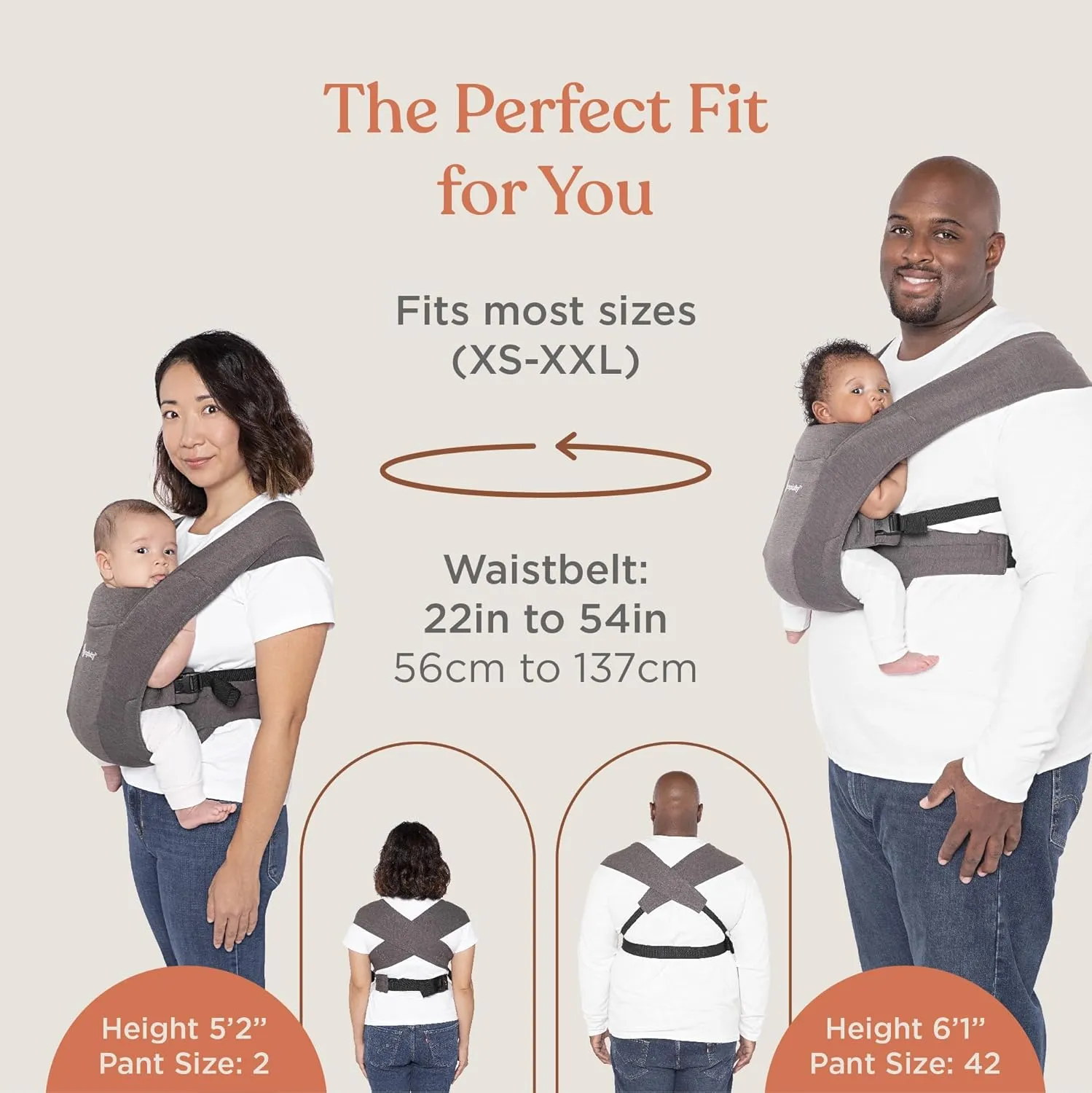 Ergobaby Embrace Cozy Newborn Baby Wrap Carrier (7-25 Pounds), Ponte Knit, Heather Grey