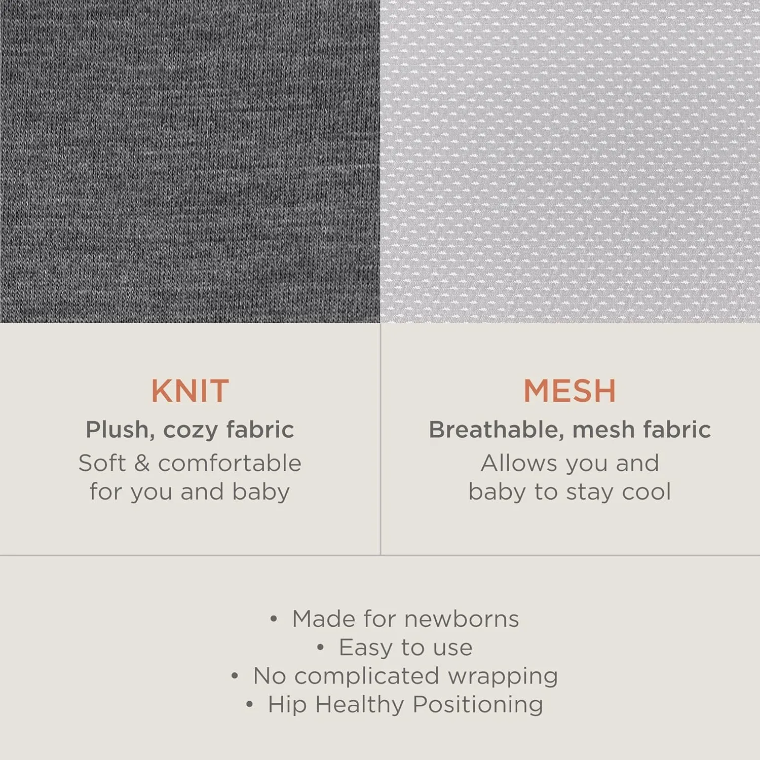 Ergobaby Embrace Cozy Newborn Baby Wrap Carrier (7-25 Pounds), Ponte Knit, Heather Grey
