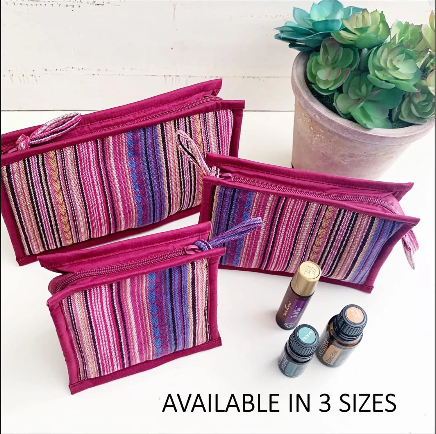Essential Oil Case for Purse - Wild Plum - Medium Size HOLDS 6-8 Bottles (5ml-15ml, also fits Roller Bottles) - Chic and Compact EO Bags in Multiple Sizes - Perfect size Essential Oil Travel Bag