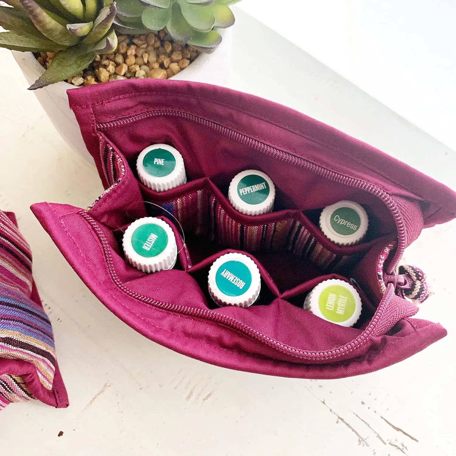 Essential Oil Case for Purse - Wild Plum - Medium Size HOLDS 6-8 Bottles (5ml-15ml, also fits Roller Bottles) - Chic and Compact EO Bags in Multiple Sizes - Perfect size Essential Oil Travel Bag