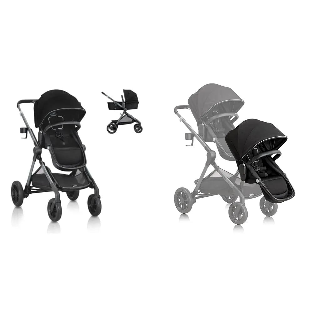 Evenflo Pivot Xpand Modular Stroller (Ayrshire Black) & Pivot Xpand Second Seat (Ayrshire Black)