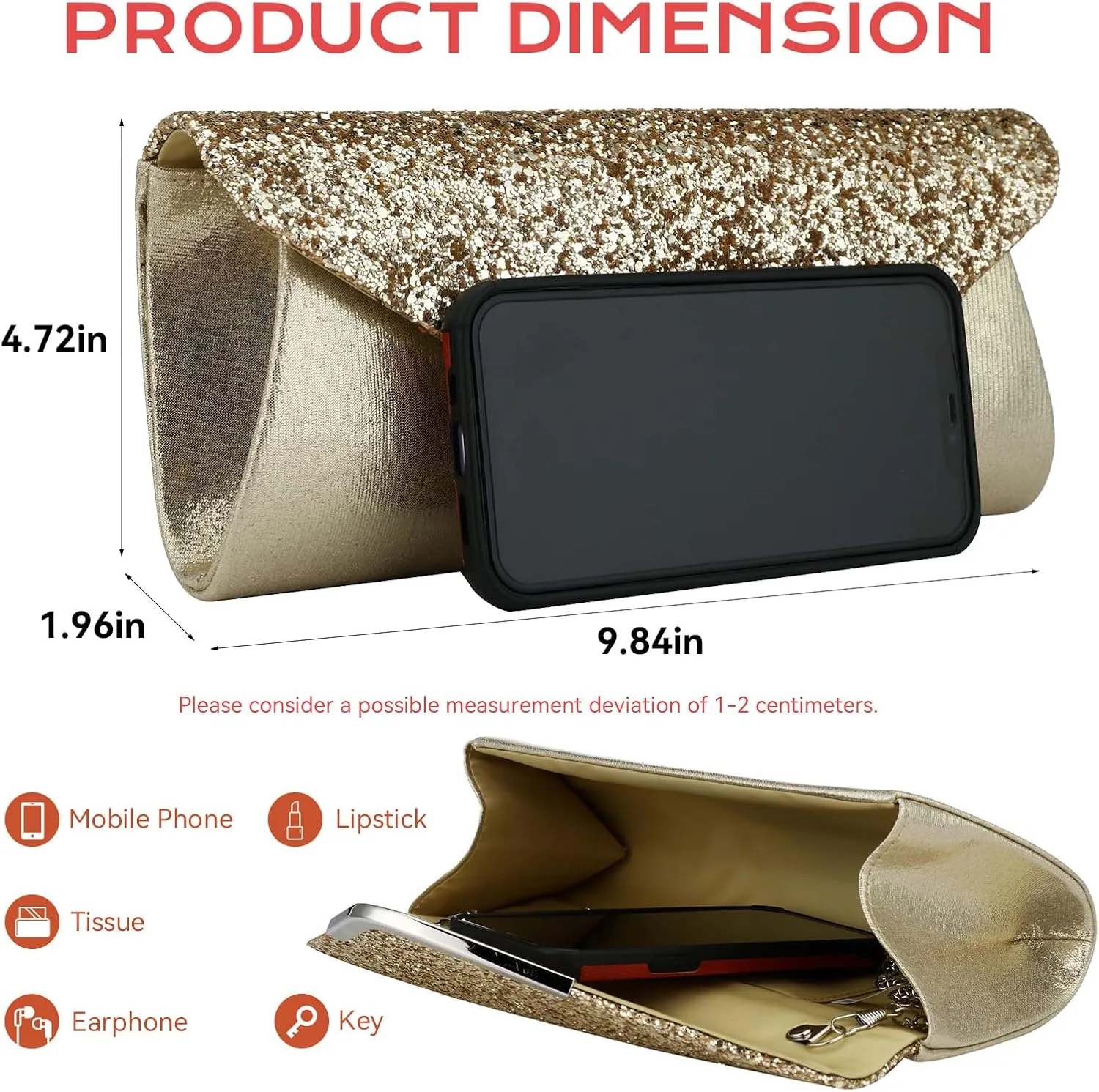 Evening Bag Clutch Purses for Women,Evening Clutch Party Shoulder Handbag Wedding Bag