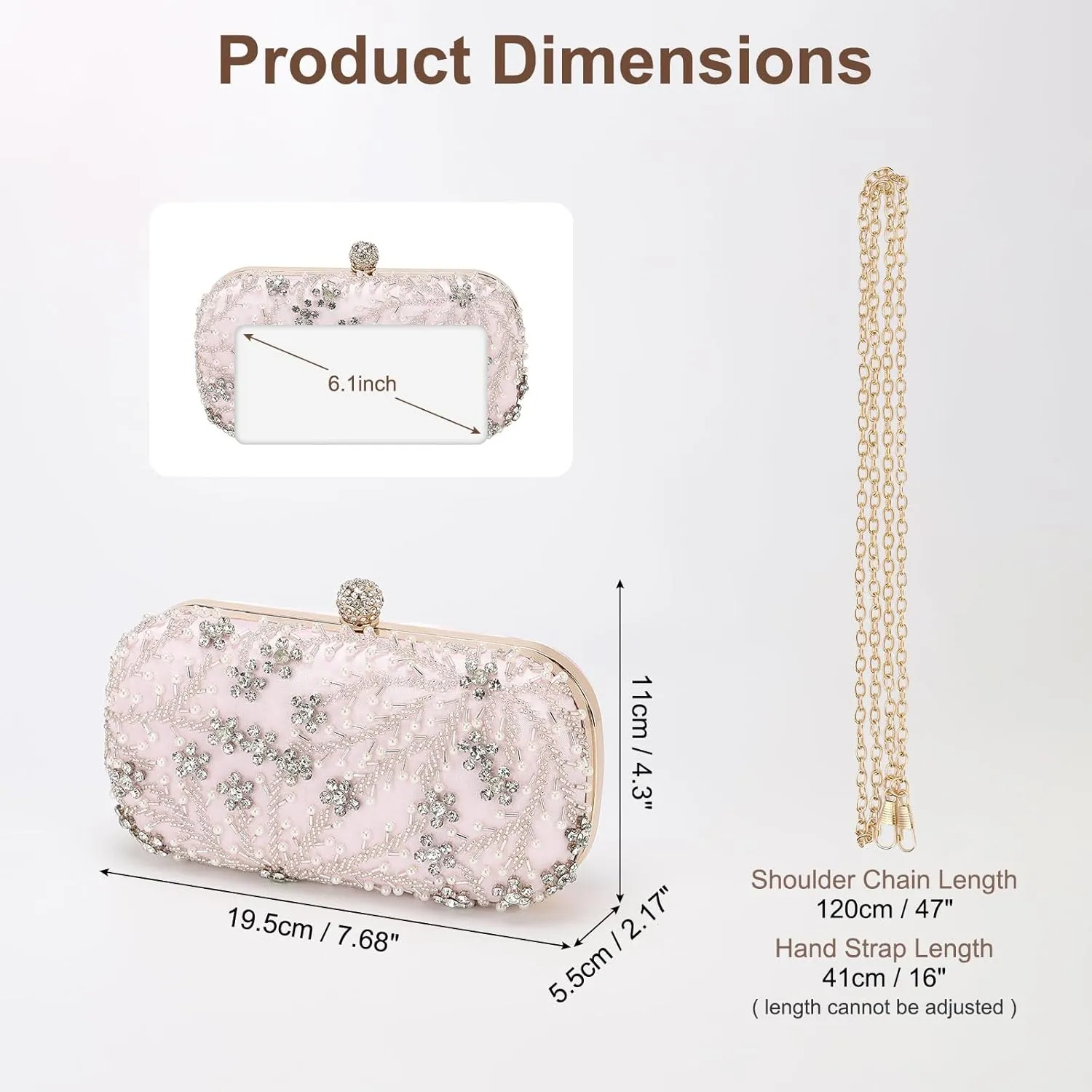 Evening Bags Clutch Purses for Women Formal, Bridal Purses Rhinestone Handbags Shoulder Bag with Chain Sparkly