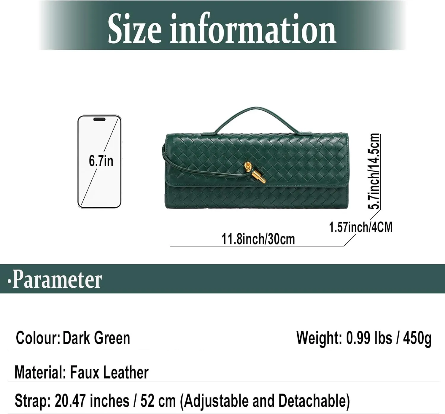 Evening Woven Handbag for Women PU Leather Clutch Purses Removable Strap Shoulder Bag Fashion Crossbody Tote Bag