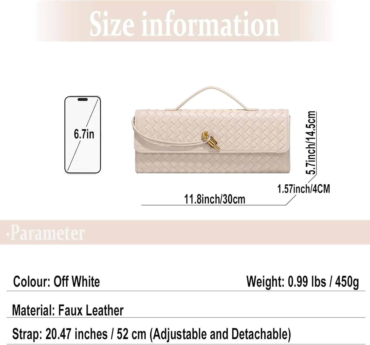 Evening Woven Handbag for Women PU Leather Clutch Purses Removable Strap Shoulder Bag Fashion Crossbody Tote Bag
