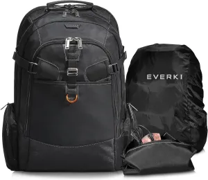 EVERKI Business 120 Business Laptop Backpack with Rain Cover - Extra Large Lap top Compartment Up to 18.4", 40L Capacity with 180 Degree Fold-Out Design, Work or Gaming Laptop Backpack (EKP120), Black