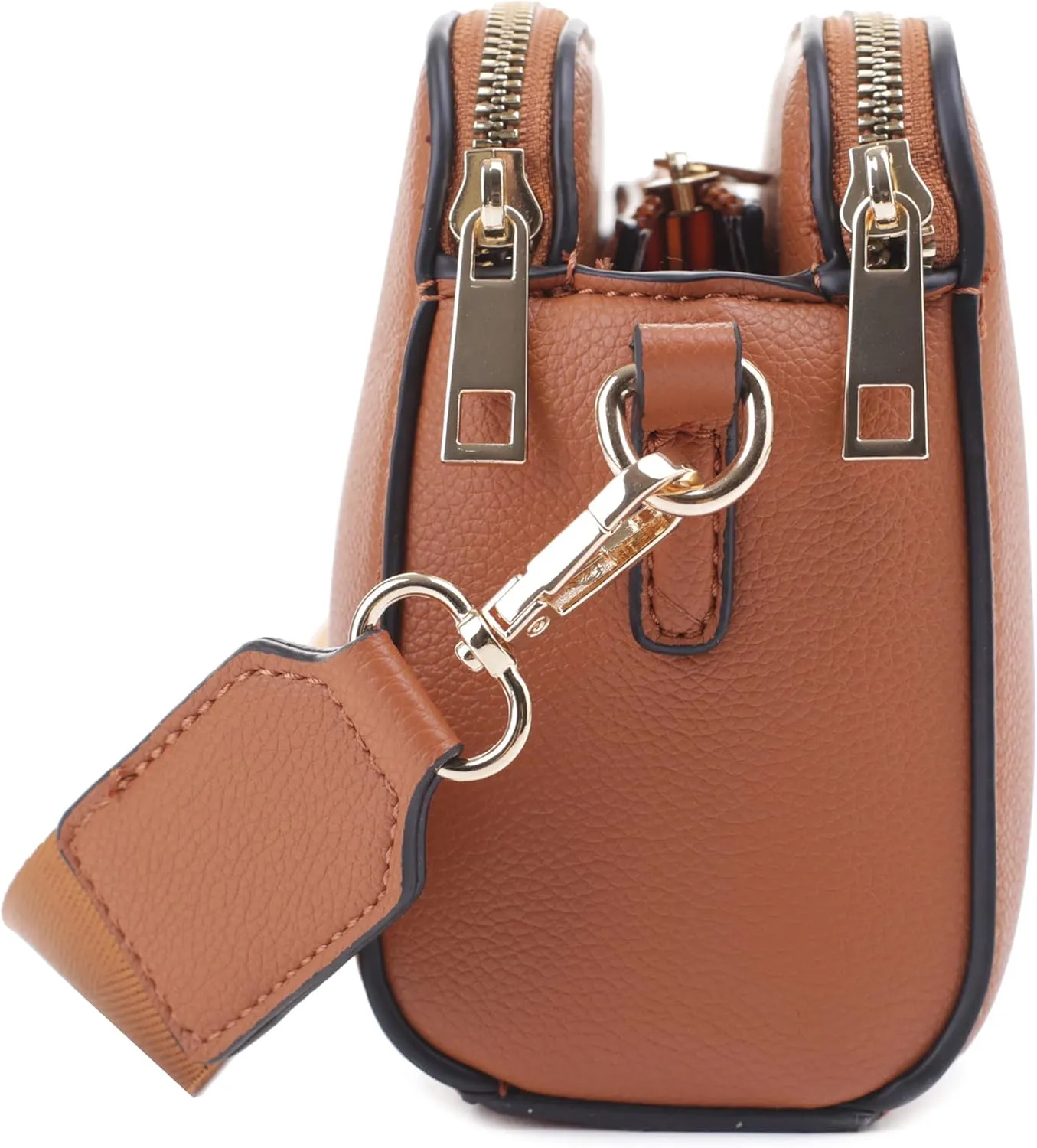 EVVE Crossbody Bags for Women Trendy Triple Zip Small Crossbody Camera Bag Purse with Wide Guitar Strap