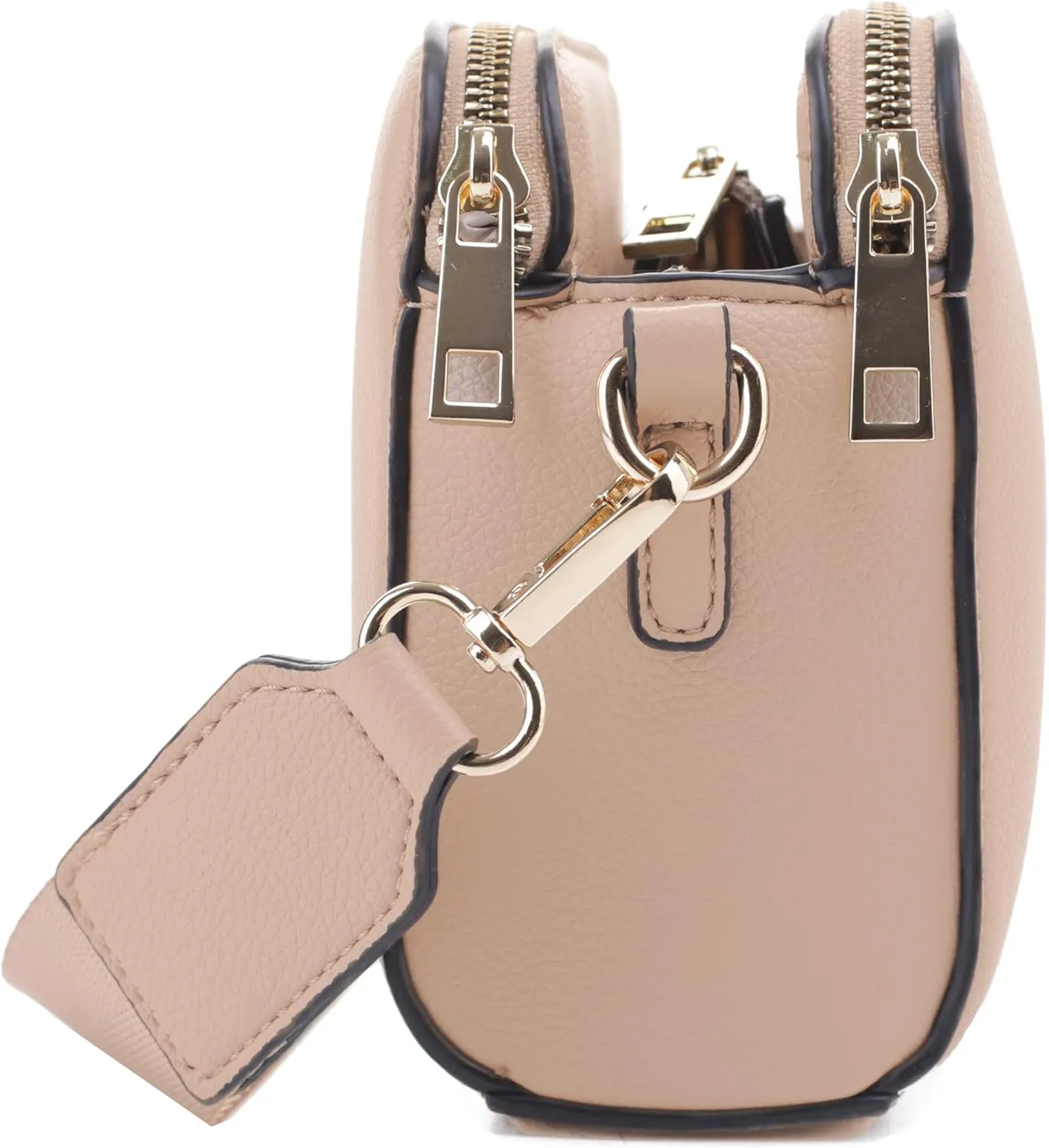 EVVE Crossbody Bags for Women Trendy Triple Zip Small Crossbody Camera Bag Purse with Wide Guitar Strap
