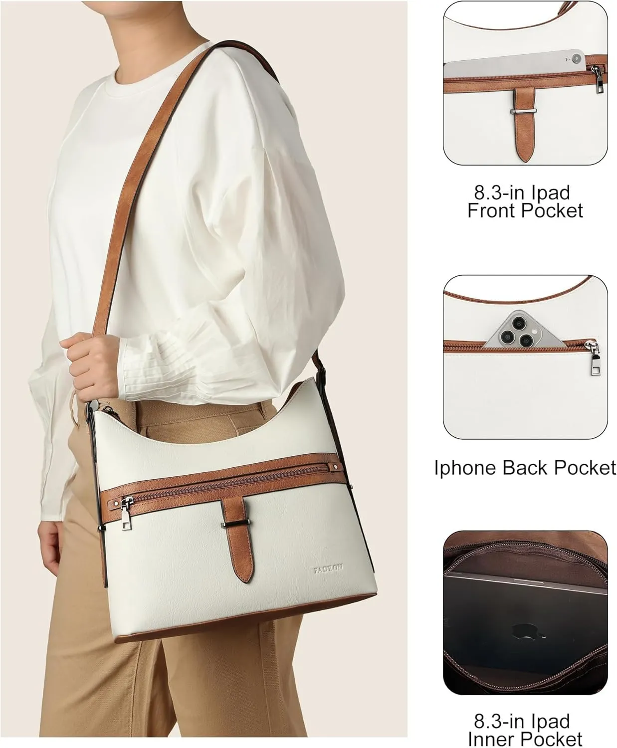 FADEON Hobo Bags Purse for Women Vegan Leather Crossbody Bag Designer Ladies Shoulder Cross Body Handbag Wide Straps
