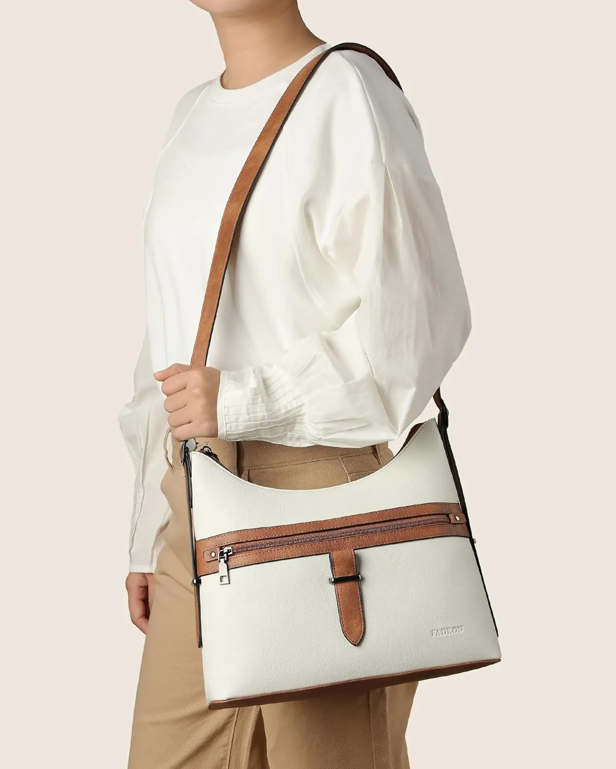 FADEON Hobo Bags Purse for Women Vegan Leather Crossbody Bag Designer Ladies Shoulder Cross Body Handbag Wide Straps