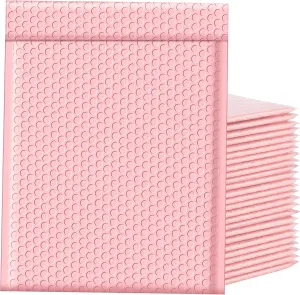 Famagic Bubble Mailers 10.5x16 Inch 25pc Light Pink Shipping Bags, Chic Packaging Bags For Small Business, Colored Padded Mailing Envelopes, Opaque Matte Self Seal Bubble Poly Mailers Bulk #5
