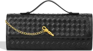 Fashion Evening Clutch Purses for Women, Woven Handbags, PU Leather Shoulder Bags Crossbody for Wedding Formal