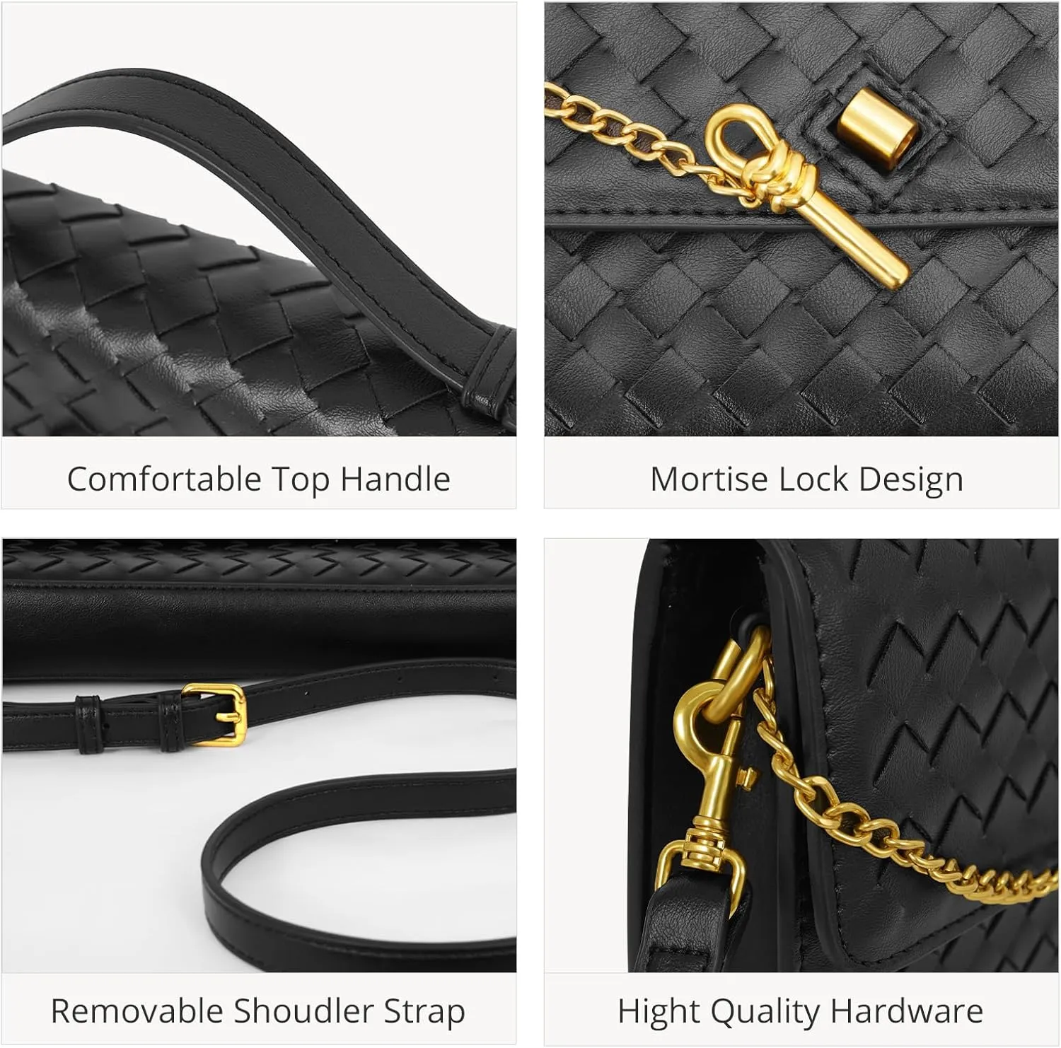 Fashion Evening Clutch Purses for Women, Woven Handbags, PU Leather Shoulder Bags Crossbody for Wedding Formal