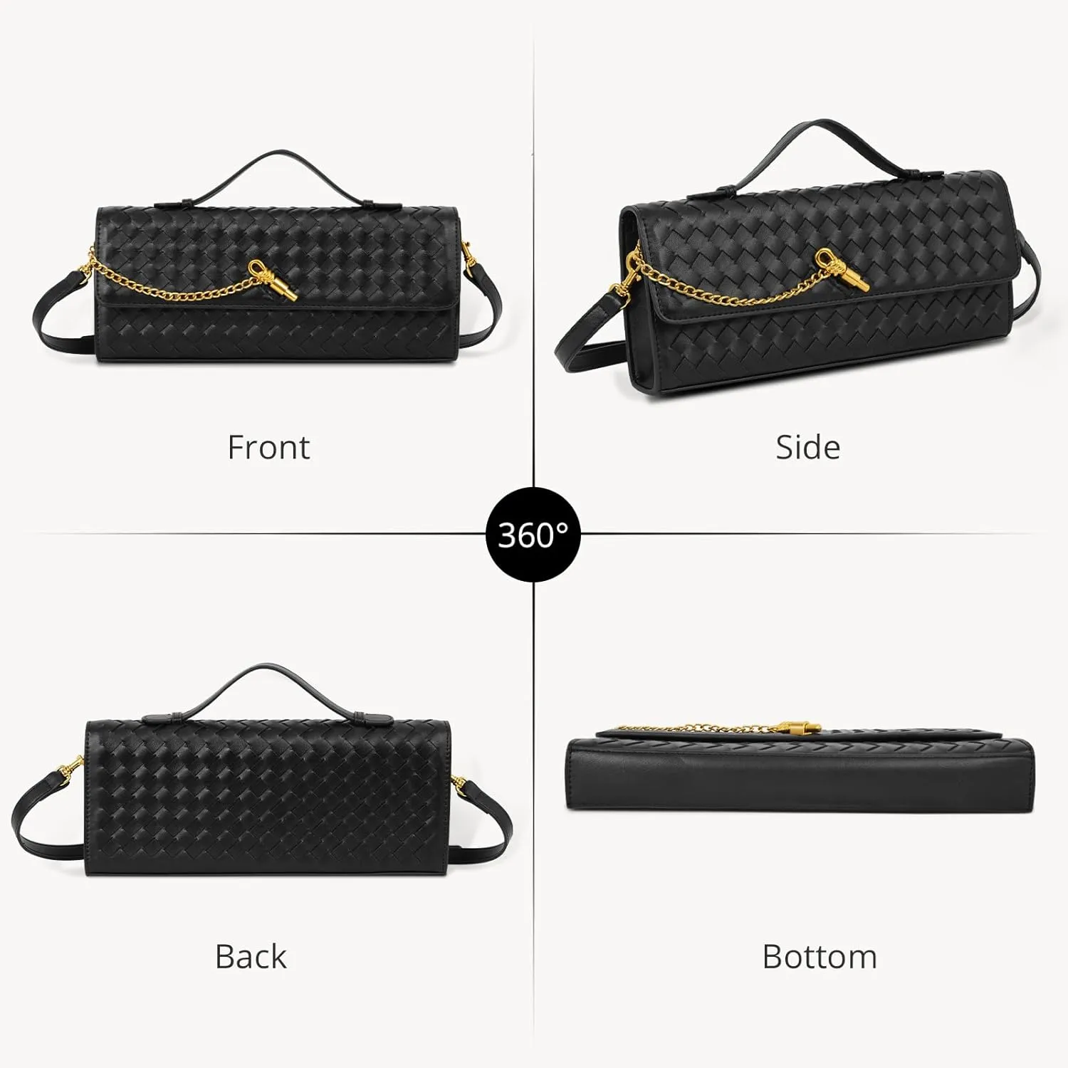 Fashion Evening Clutch Purses for Women, Woven Handbags, PU Leather Shoulder Bags Crossbody for Wedding Formal
