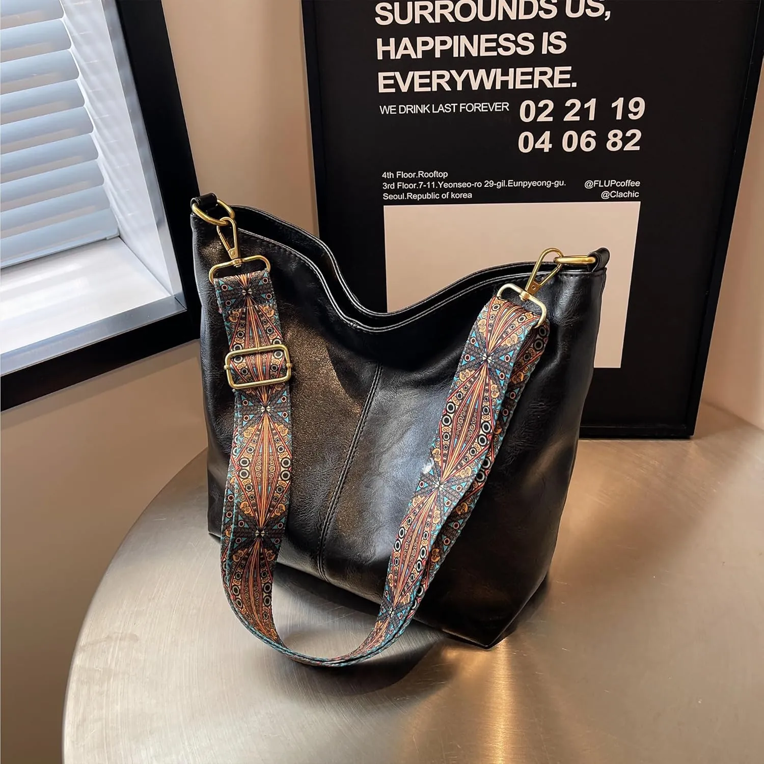 Fashion Hobo Bags for Women Vegan Leather Crossbody Bag with Guitar Strap Shoulder Purses and Handbags