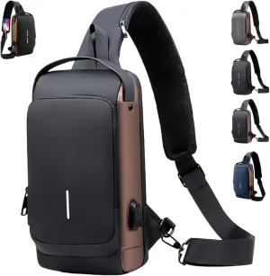 Fashion New Carbon Fiber Streamline Anti-Theft Sling Bag, USB Charging Sport Sling Anti Theft Shoulder Bag, Sports Bag