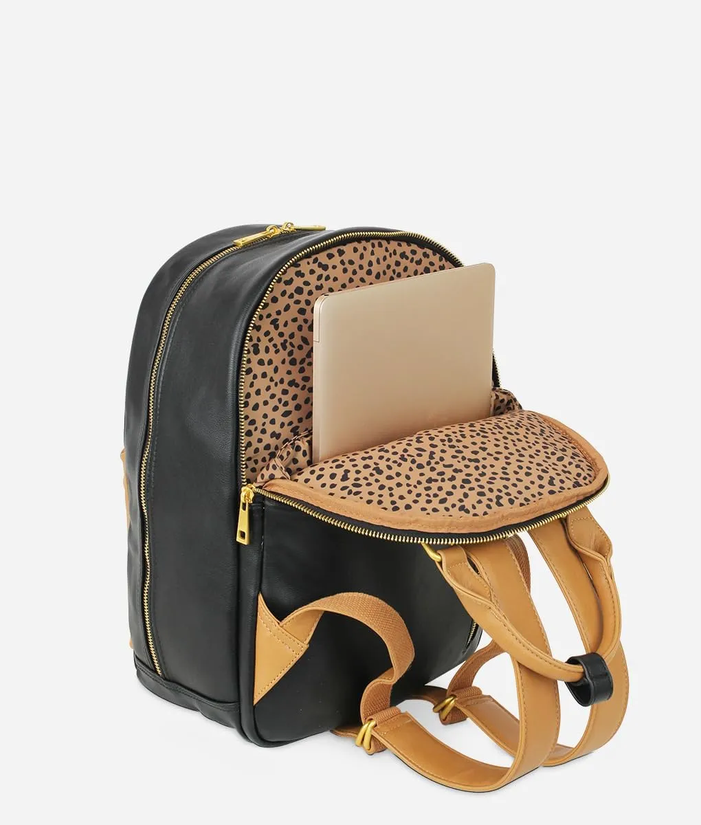 FAWN DESIGN Diaper Pack (Classic Backpack with Contemporary Diaper Bag Features) (Black/Tan)