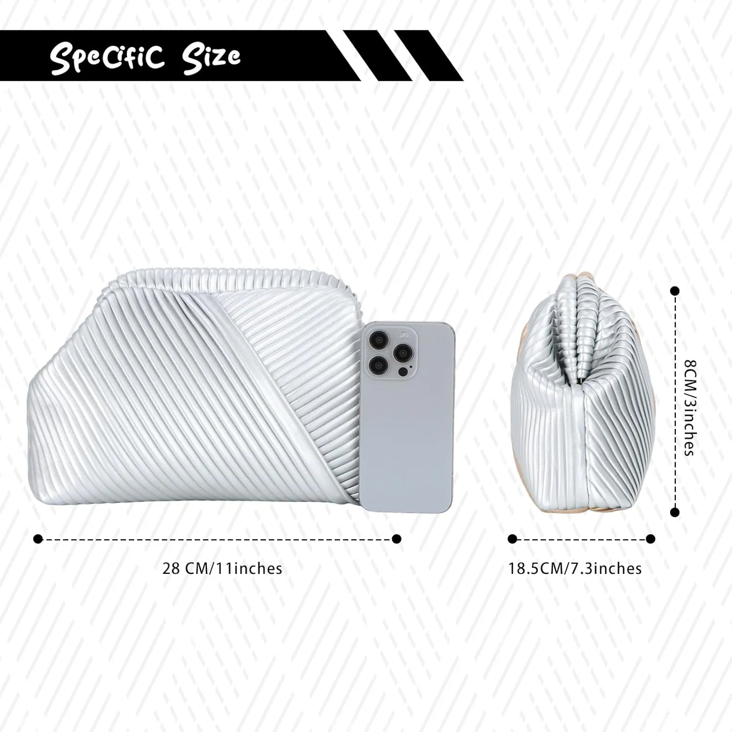 Fecialy Ruched Clutch Purse for Women Formal PU Leather Evening Bag Soft Pleated Handbags with Chain Crossbody Bag