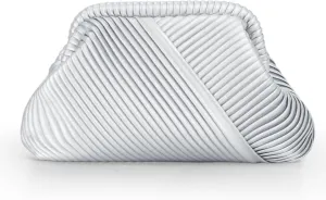 Fecialy Ruched Clutch Purse for Women Formal PU Leather Evening Bag Soft Pleated Handbags with Chain Crossbody Bag
