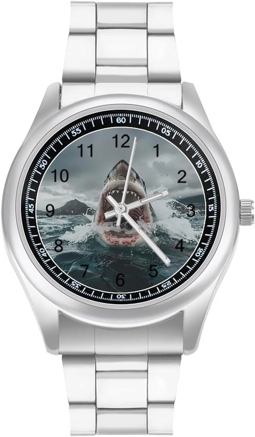 Ferocious White Shark Fashion Classic Wrist Watches for Men Casual Business Dress Watch Unisex