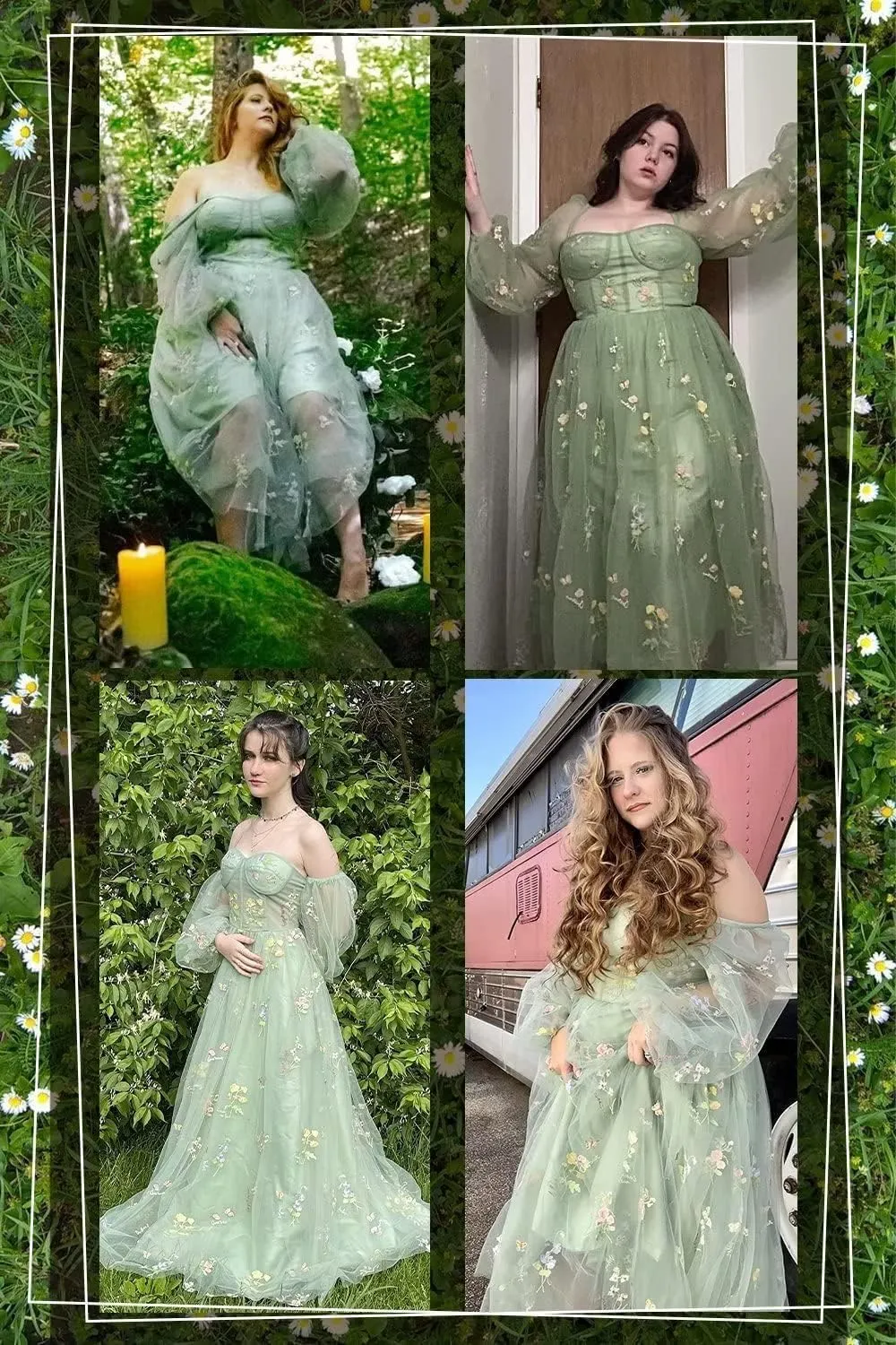 Flower Embroidery Tulle Prom Dresses for Women Corset Long Spaghetti Strap Fairy Ruched Formal Evening Party Gown