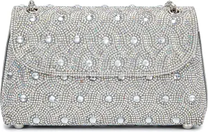 Flower Evening Handbags Chain Strap Square Shoulder Bag Crossbody Bag Crystals Rhinestone Clutch Purse
