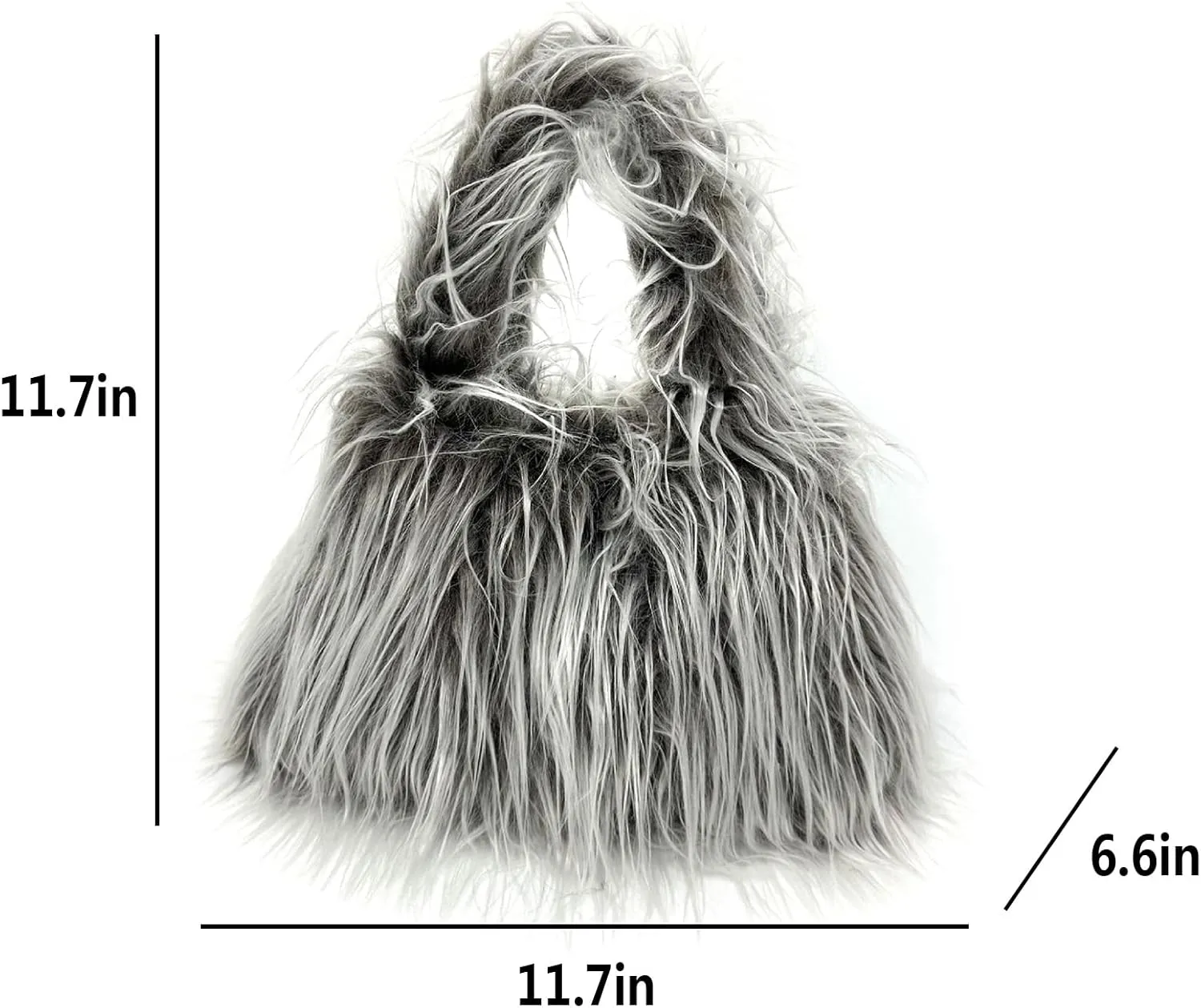 Fluffy Faux Fur Underarm Bag Fuzzy Shoulder Bag for Women Clutch Mini Plush Purse Cow Print Trendy Tote Handbag