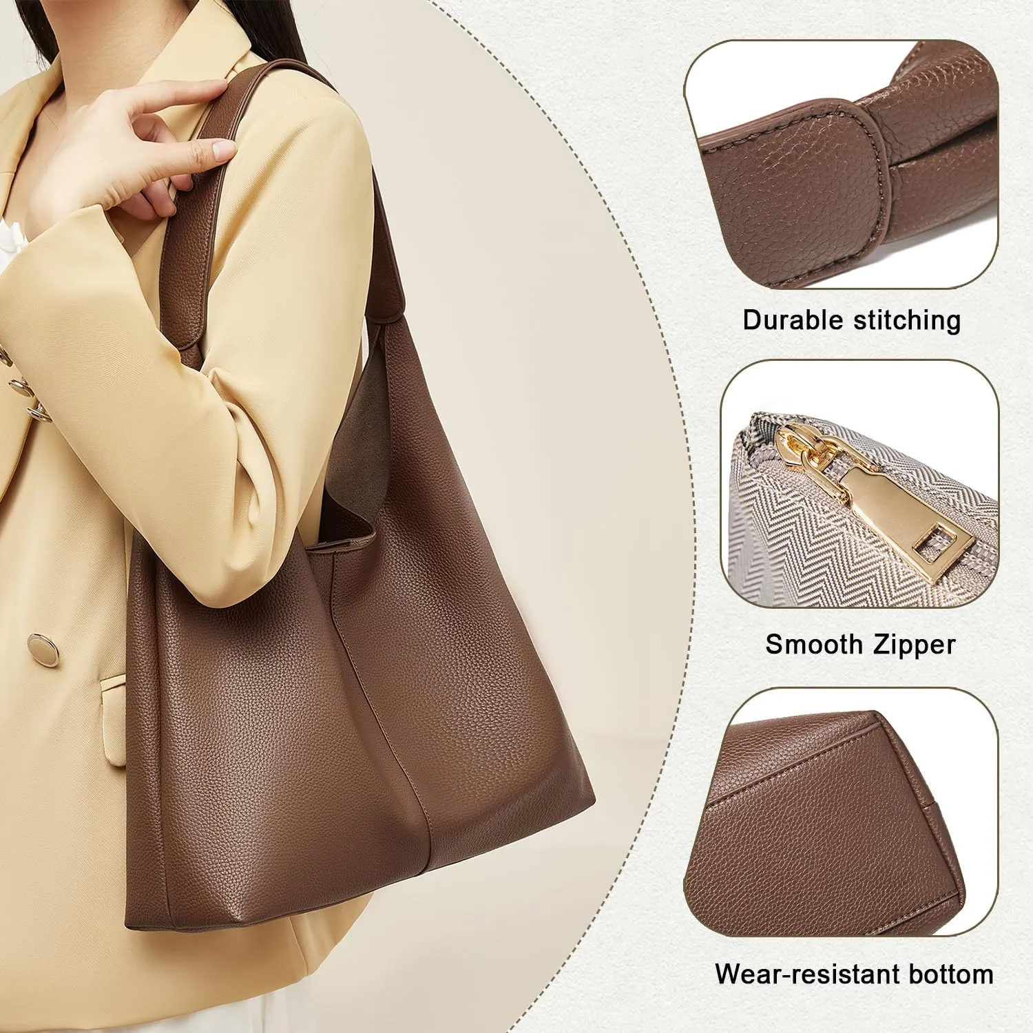 FOXLOVER Womens Faux Leather Hobo Bags Vintage Large Crossbody Shoulder Purse Ladies Tote Handbags