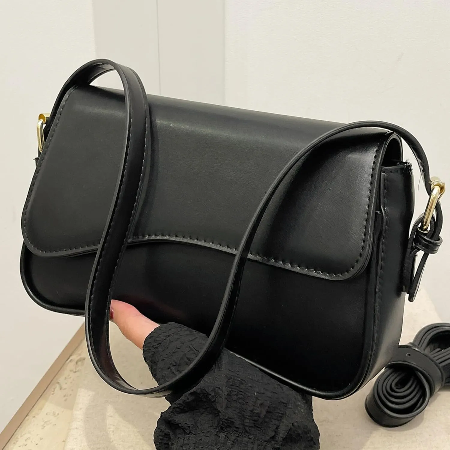 Fozehlad Hobo Shoulder Bag for Women Vegan Leather Y2K Purse Saddle Bag Retro Underarm Handbag for 2025