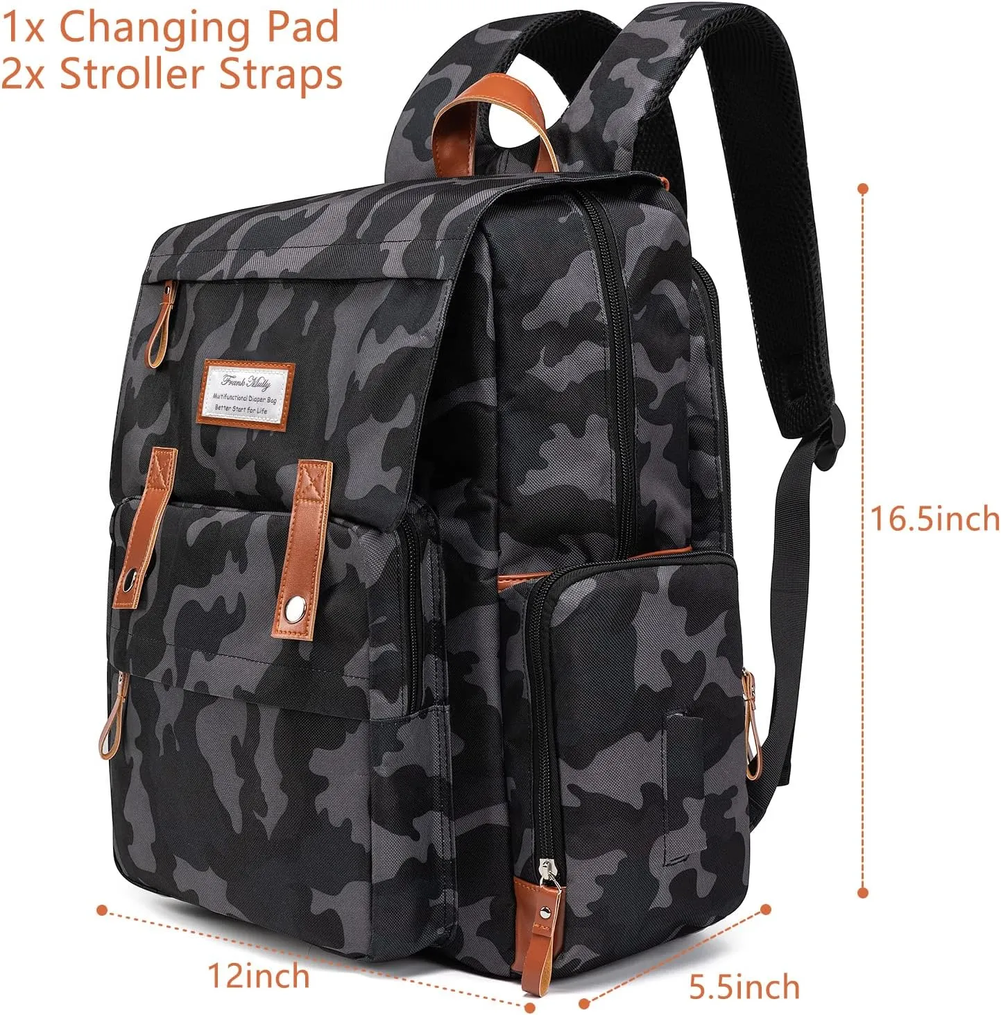 Frank Mully Diaper Bag Backpack Large Multifunction Travel Baby Bag for Mom Dad Camo