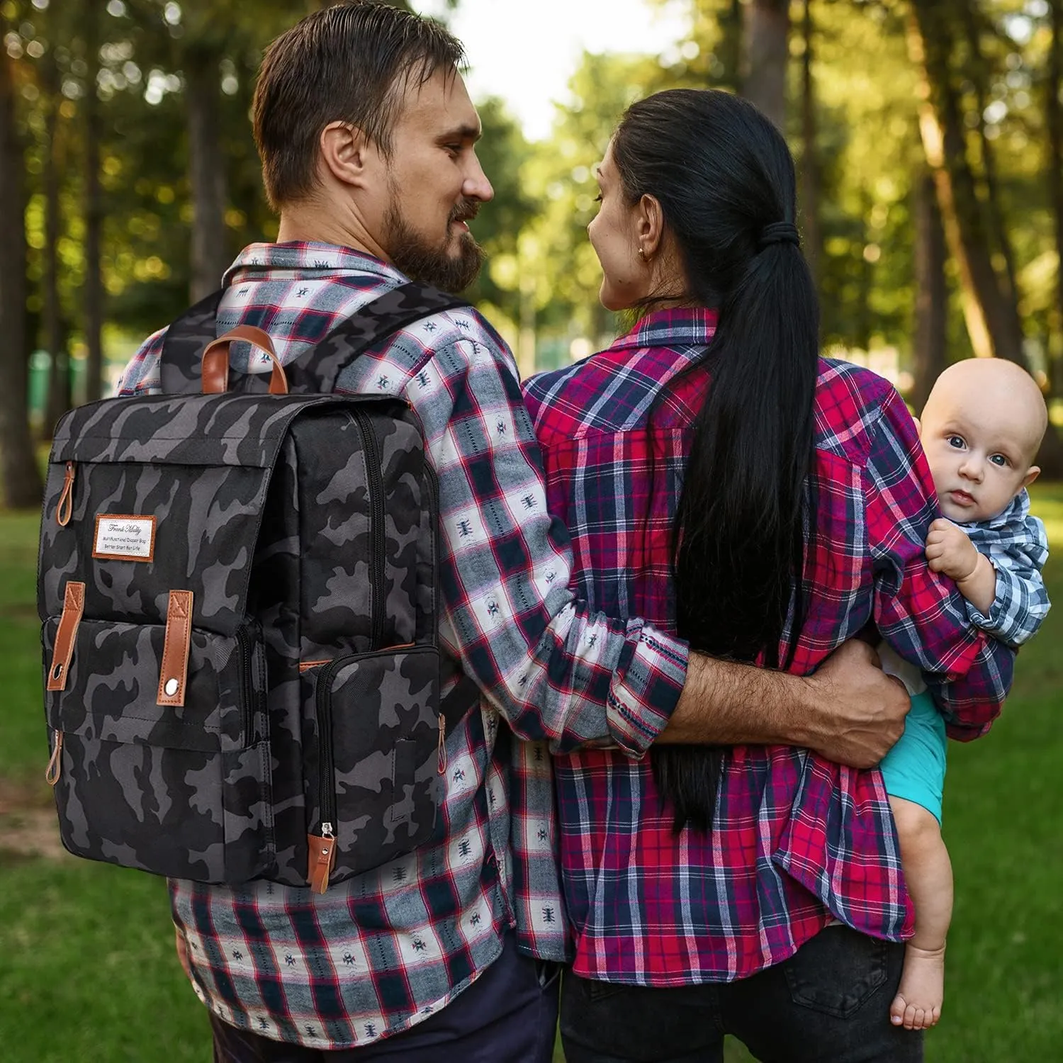 Frank Mully Diaper Bag Backpack Large Multifunction Travel Baby Bag for Mom Dad Camo