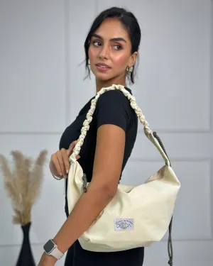 FRILLY HOBO BAG - BEIGE