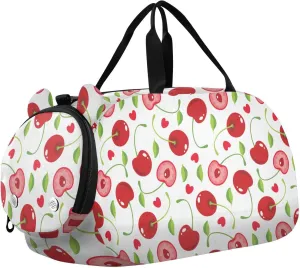 Fruits Cherries and Hearts Duffel Bags for Boys Small Gym Bags for Teens Dance Bag for Girls
