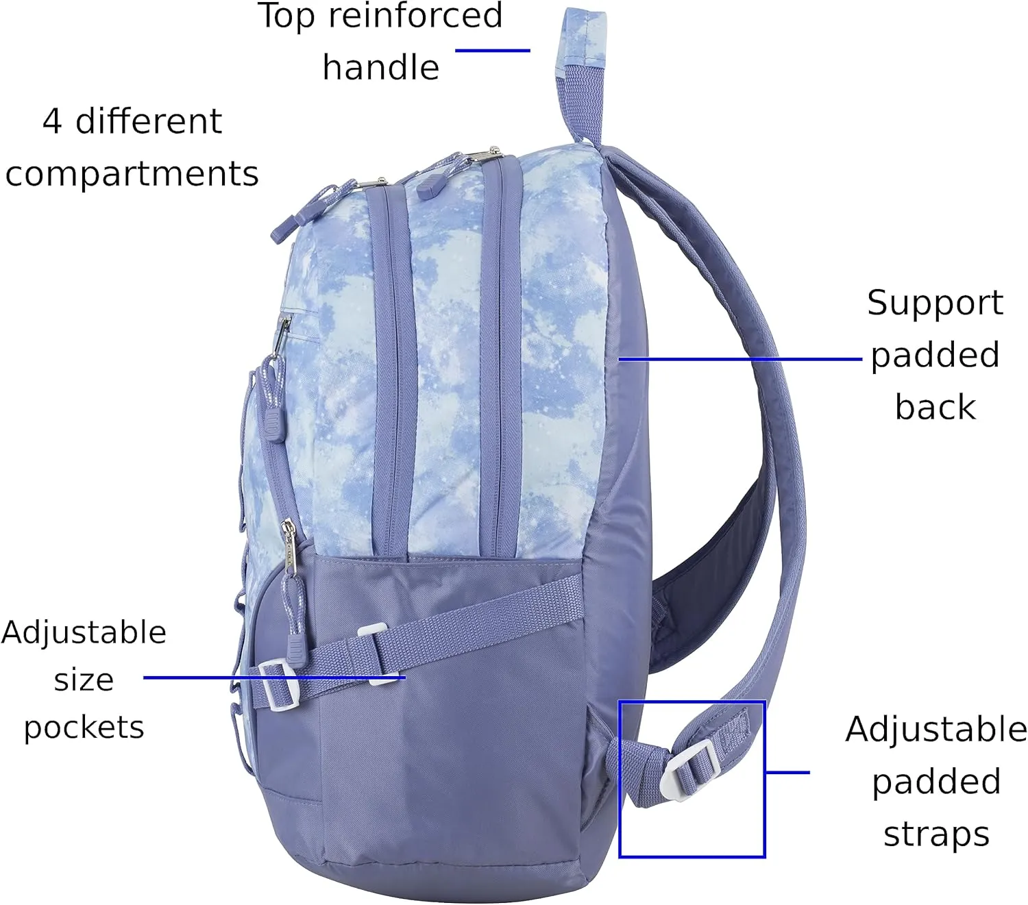 FUEL Hiking Laptop Backpack, College Bookbag, Travel Daypack with 5 Compartments, Dynamo Tech Pocket, 18.5 Inches